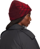 Burberry Burgundy Check Mohair Wool-Blend Beanie