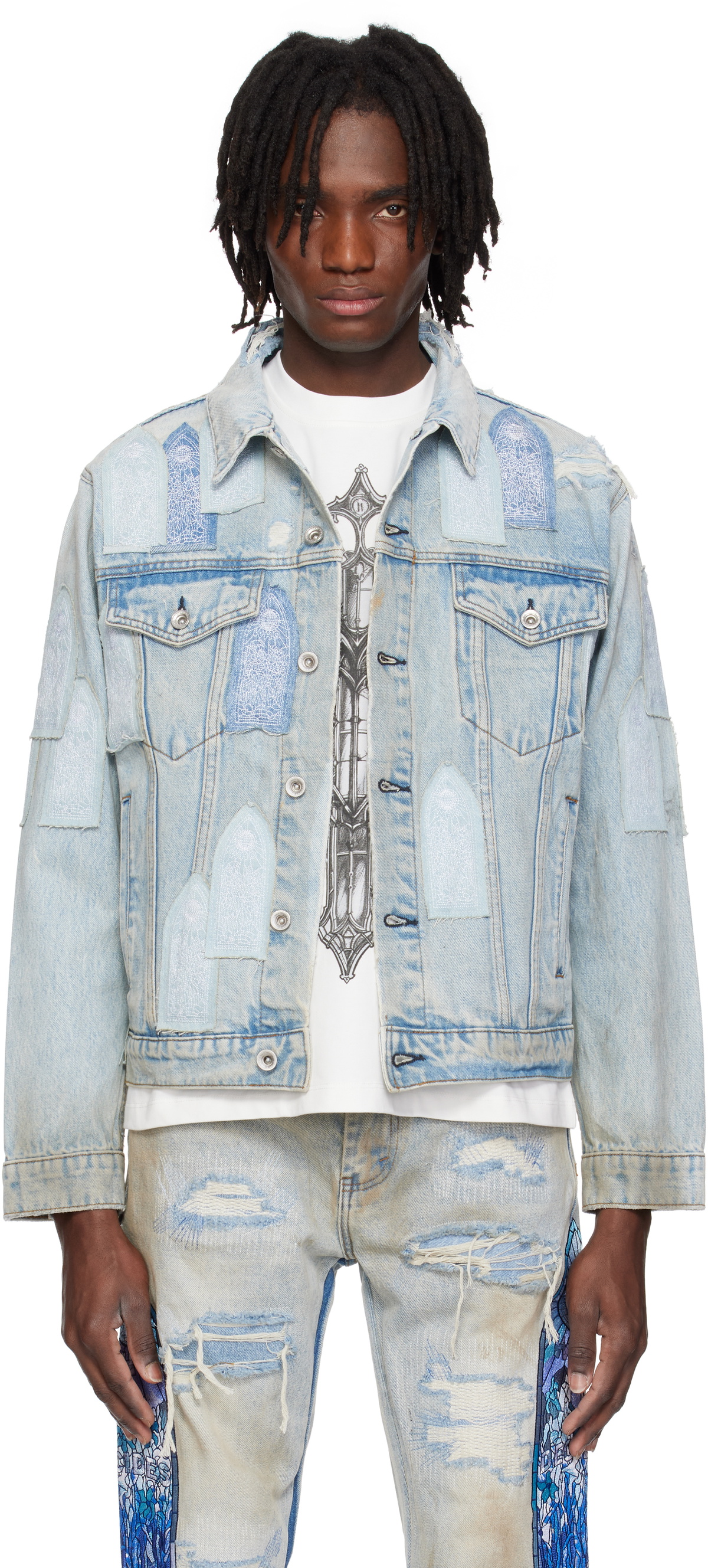 Who Decides War Blue Patched Arch Denim Jacket