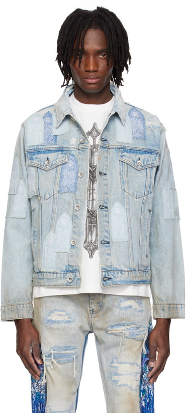 Photo: Who Decides War Blue Patched Arch Denim Jacket