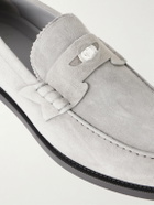 Christian Louboutin - The Plato NeoCL-Detailed Suede Penny Loafers - Gray