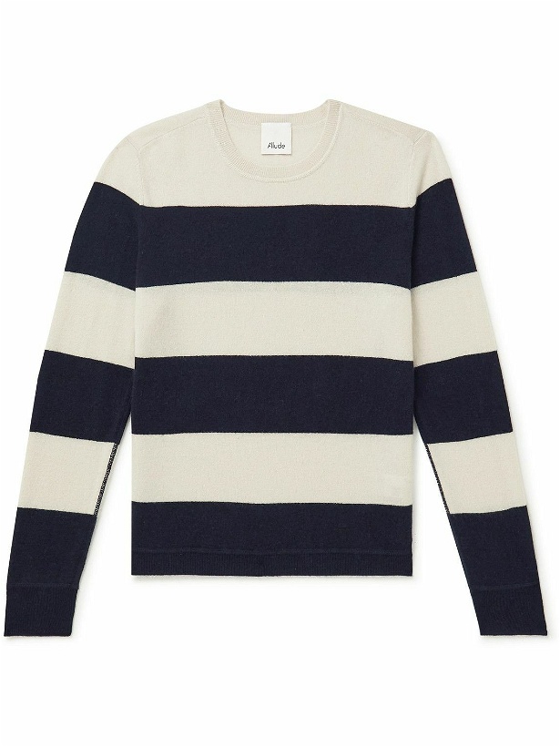 Photo: Allude - Striped Wool and Cashmere-Blend Sweater - Black