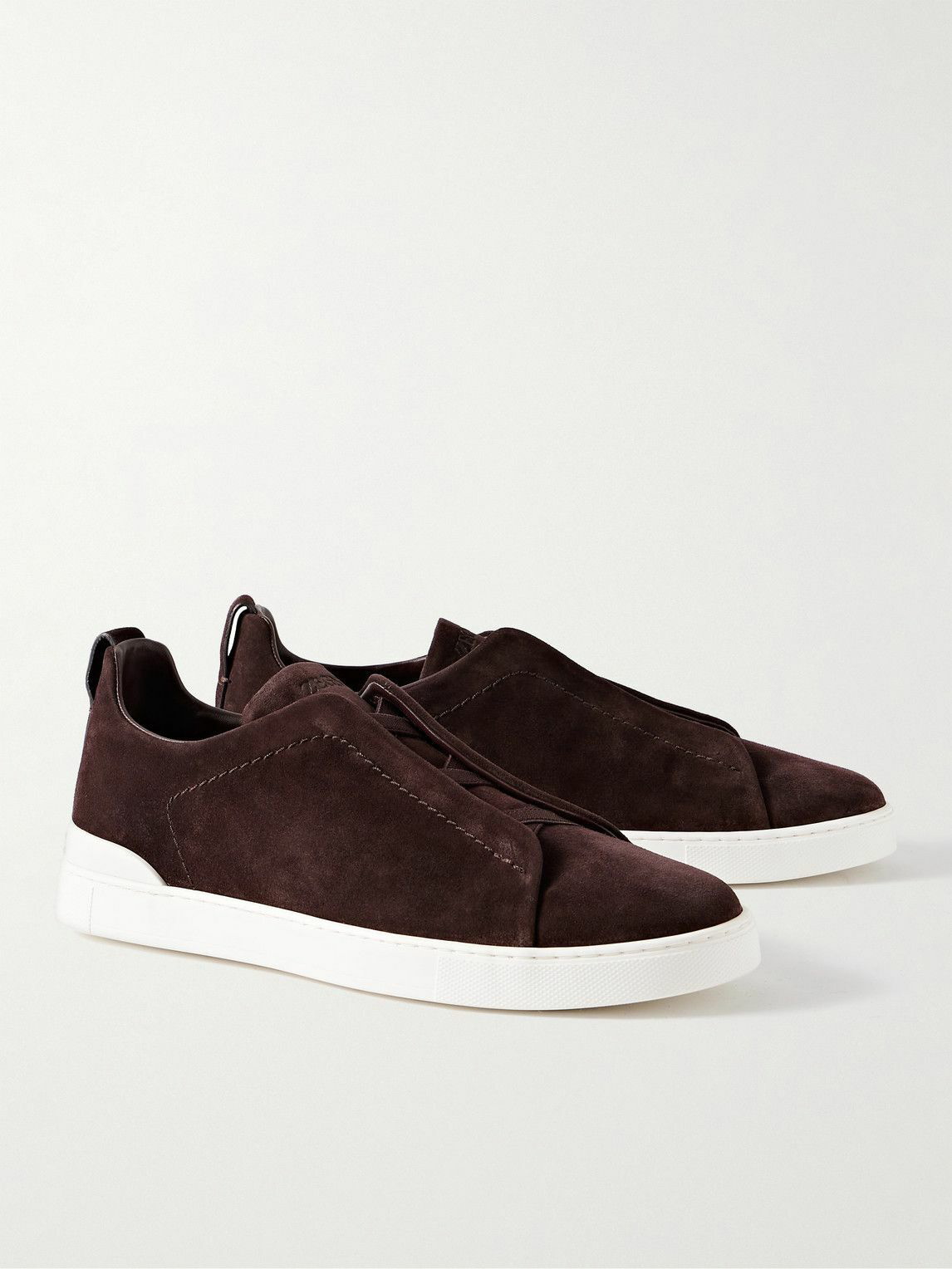 Zegna - Triple Stitch Suede Sneakers - Red Zegna