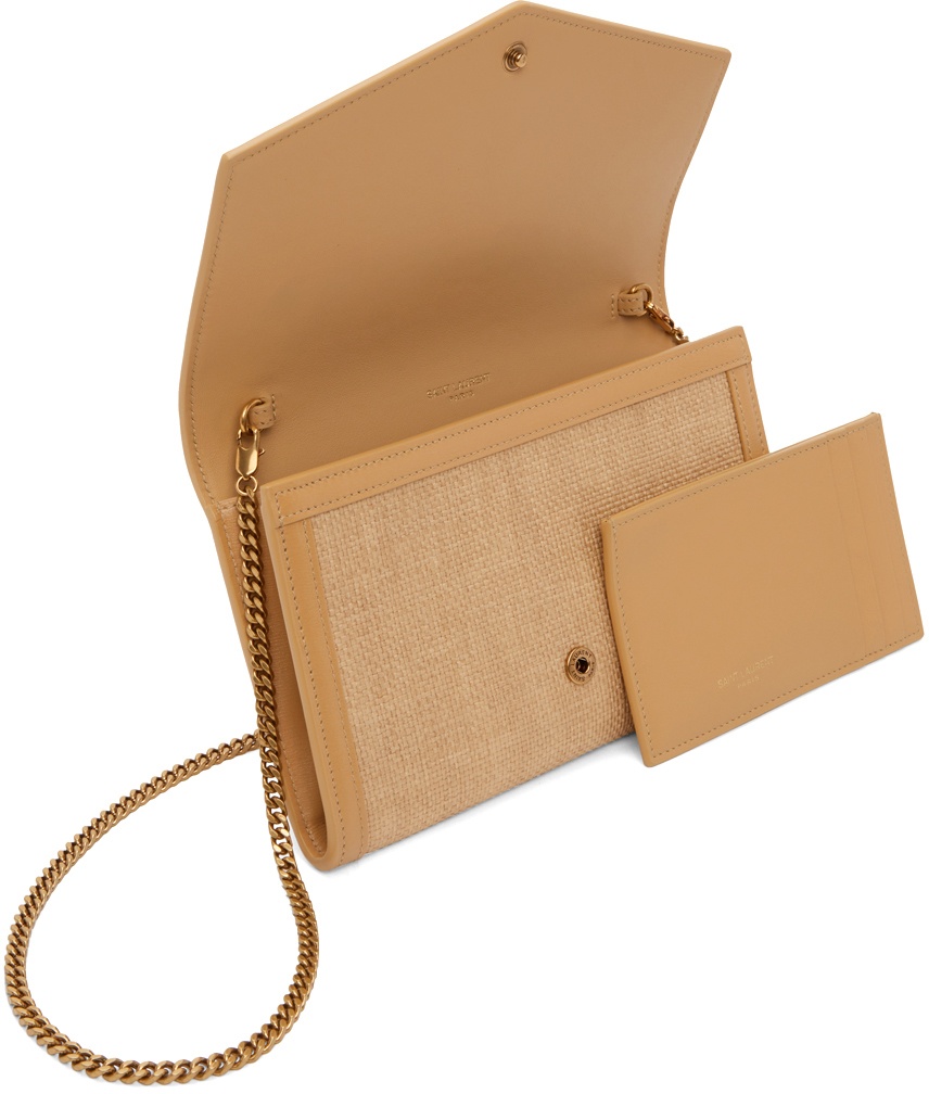 Uptown leather-trimmed raffia shoulder bag