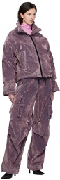 MSGM Purple Quilted Denim Puffer Jacket