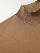 Dunhill - Slim-Fit Mulberry Silk and Cotton-Blend Mock-Neck Sweater - Brown