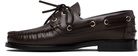 Aeyde Brown Harris Leather Boat Shoes