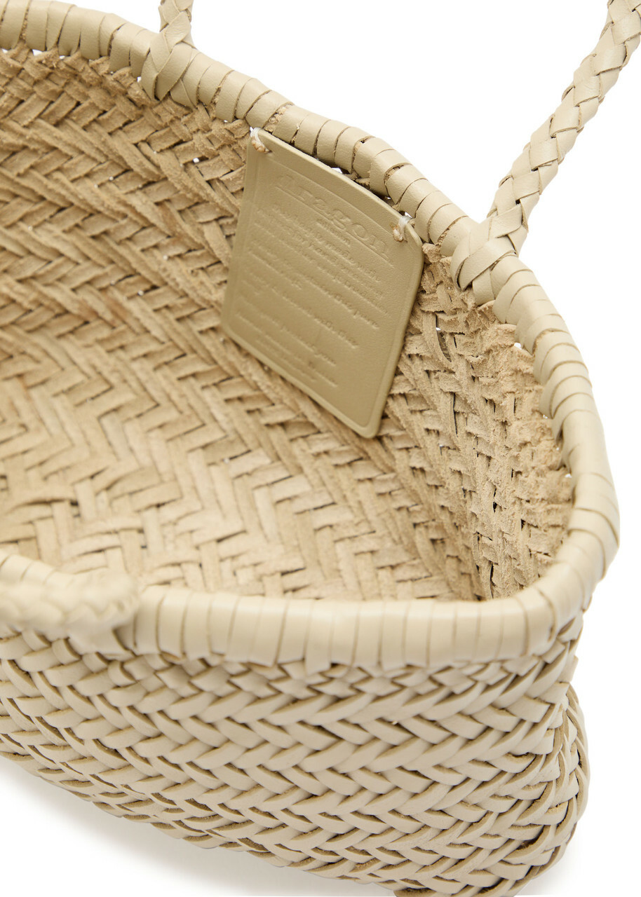 Dragon Diffusion Mini Flat Gora Woven Leather top Handle bag - Pearl - One Size