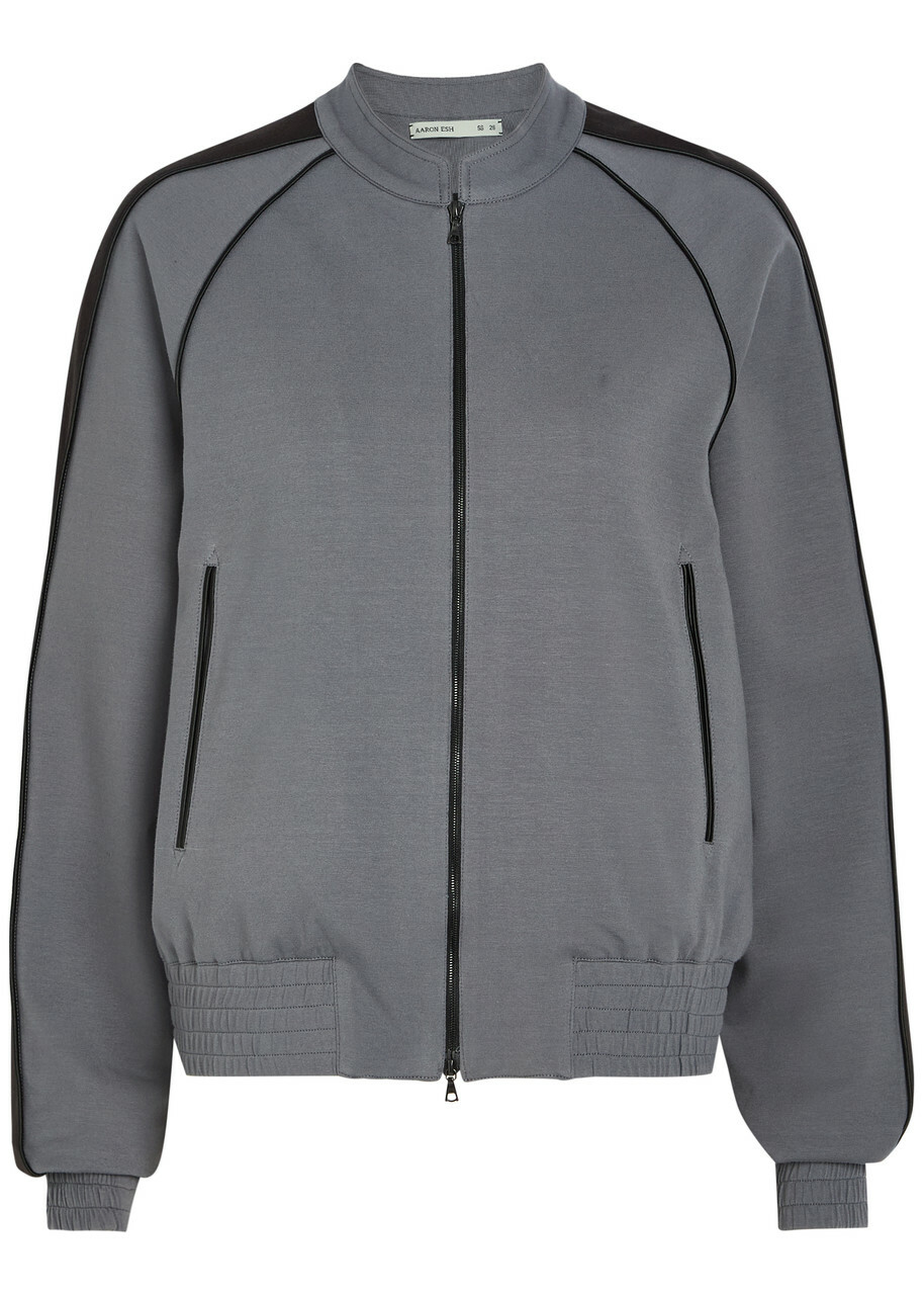 Aaron Esh Panelled Jersey Varsity Jacket Grey
