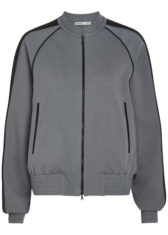 Photo: Aaron Esh Panelled Jersey Varsity Jacket Grey