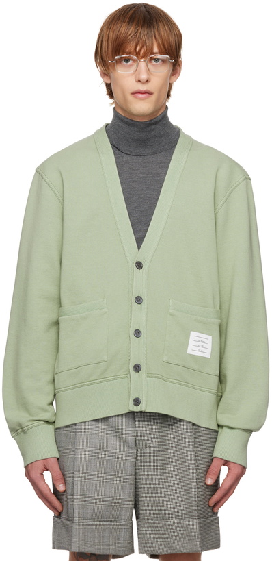 Photo: Thom Browne Green Y-Neck Cardigan