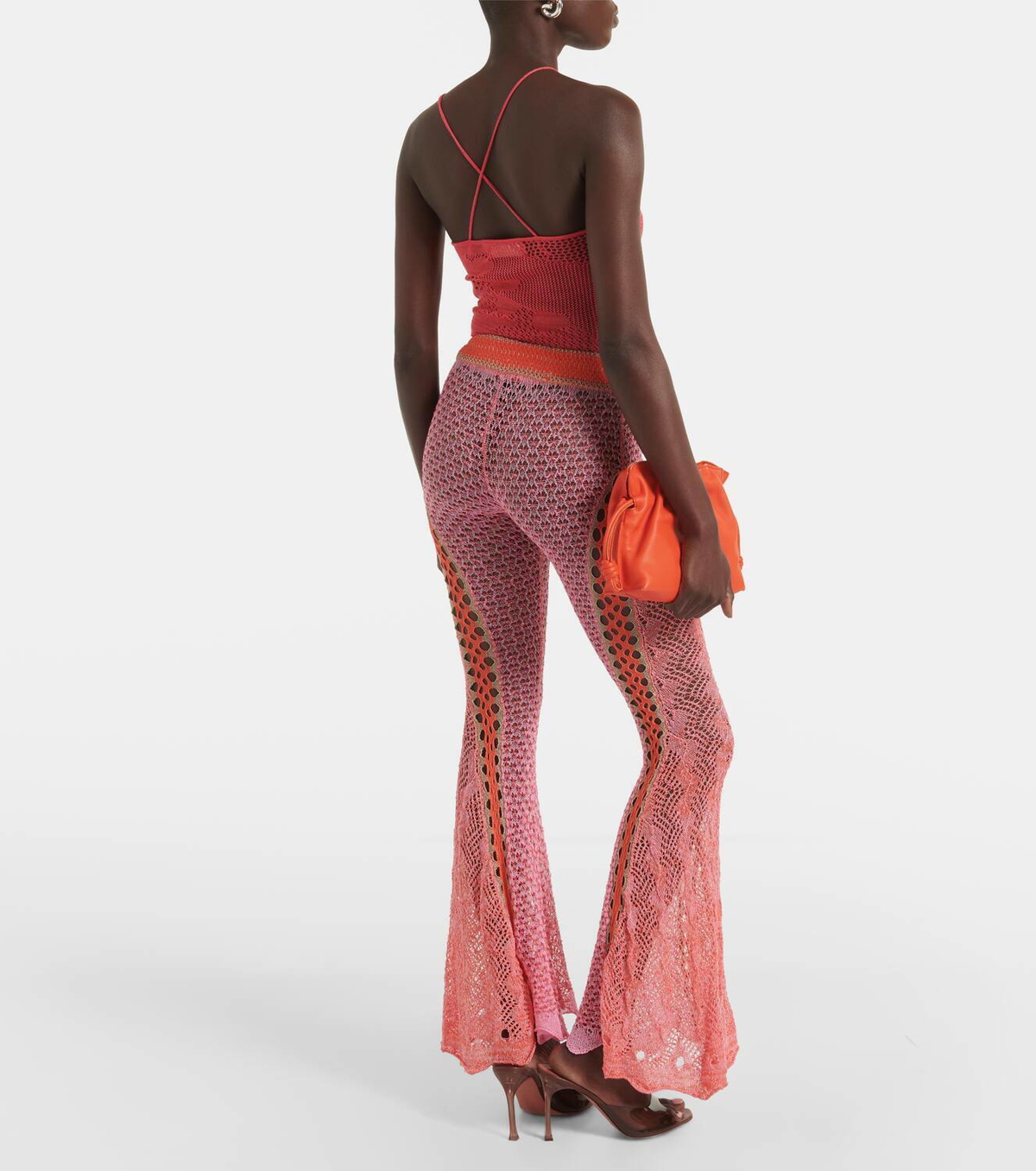 Roberta Einer Open-knit cotton flared trousers