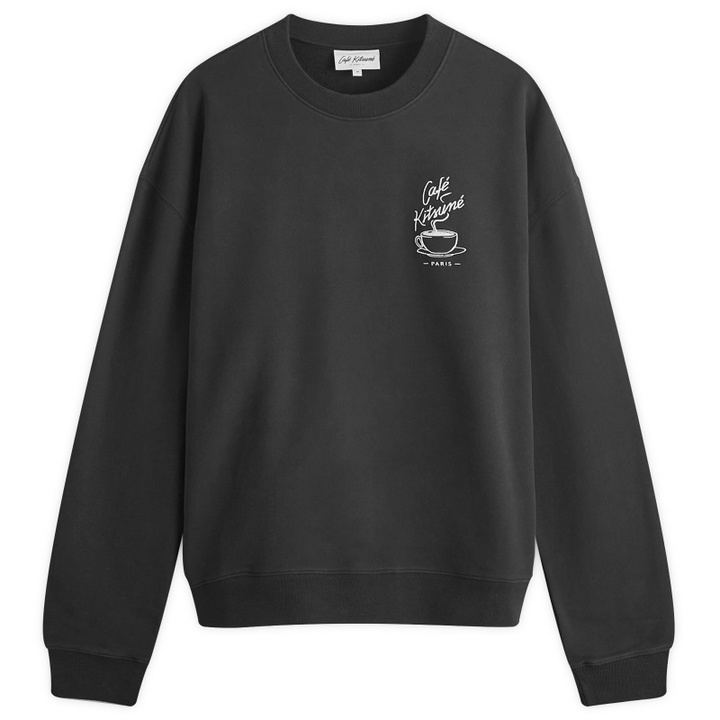 Photo: Maison Kitsuné Men's Café Kitsuné Coffee Cup Relaxed Sweatshirt in Black