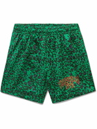 Throwing Fits - Straight-Leg Leopard-Print Mesh Shorts - Green