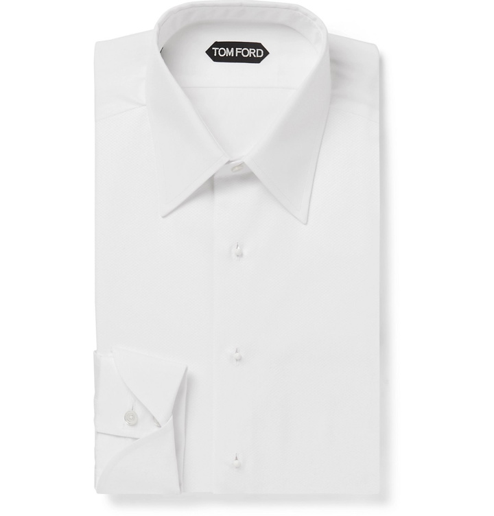 Photo: TOM FORD - Slim-Fit Bib-Front Cotton Shirt - White