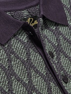 Needles - Jacquard-Knit Polo Shirt - Purple