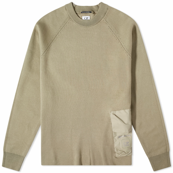 Photo: C.P. Company Men's Double Mixed Pocket Crew Sweat in Silver Sage