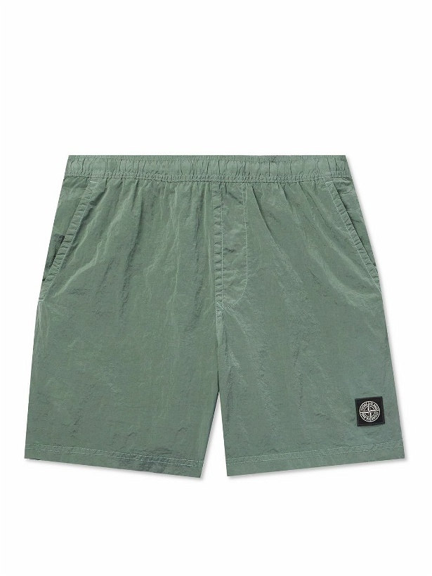 Photo: Stone Island - Straight-Leg Mid-Length Logo-Appliquéd Nylon Metal Swim Shorts - Green