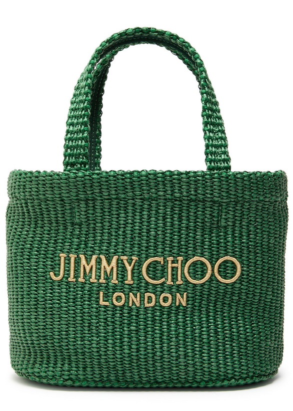 Photo: Jimmy Choo Beach Mini Raffia Tote - Green - One Size