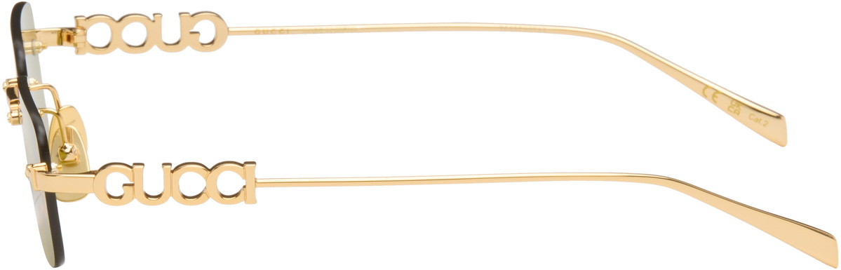 Gucci Gold Rectangular Frame Sunglasses