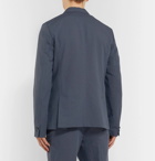 Mr P. - Dark-Blue Unstructured Double-Breasted Linen and Cotton-Blend Suit Jacket - Blue
