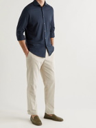 Altea - Palmer Slim-Fit Cutaway-Collar Stretch-Cotton Jersey Shirt - Blue