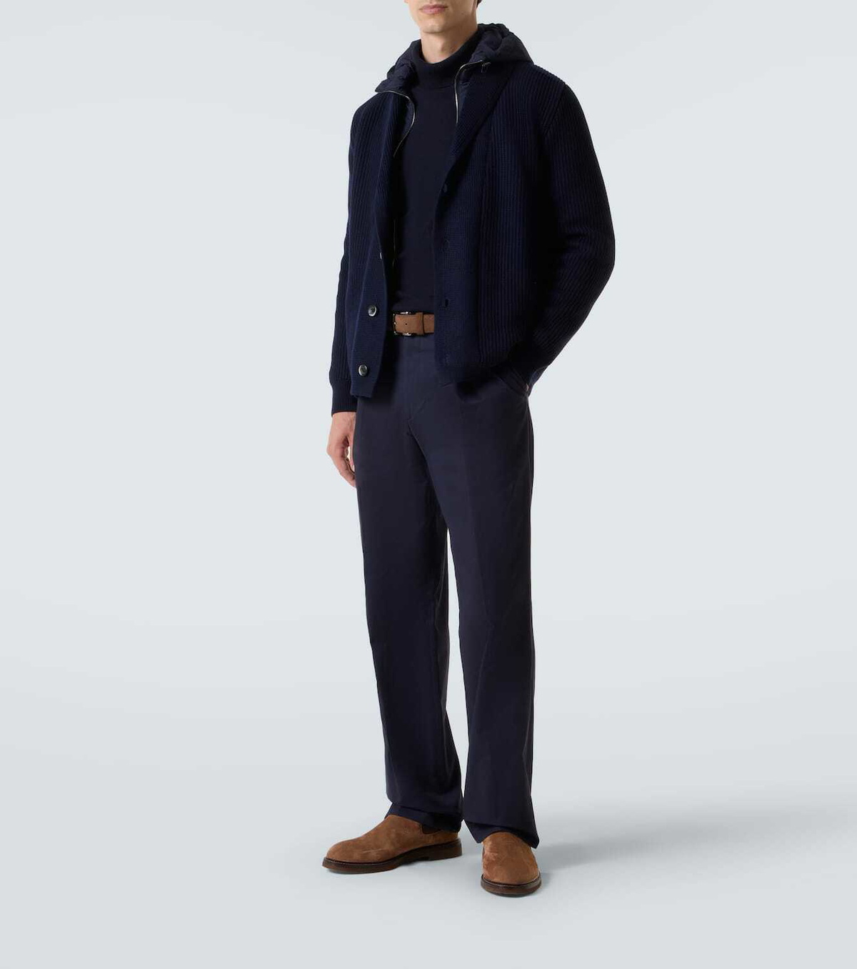 Herno Layered wool and technical cardigan