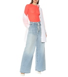 Unravel - Lace-up high-rise wide-leg jeans
