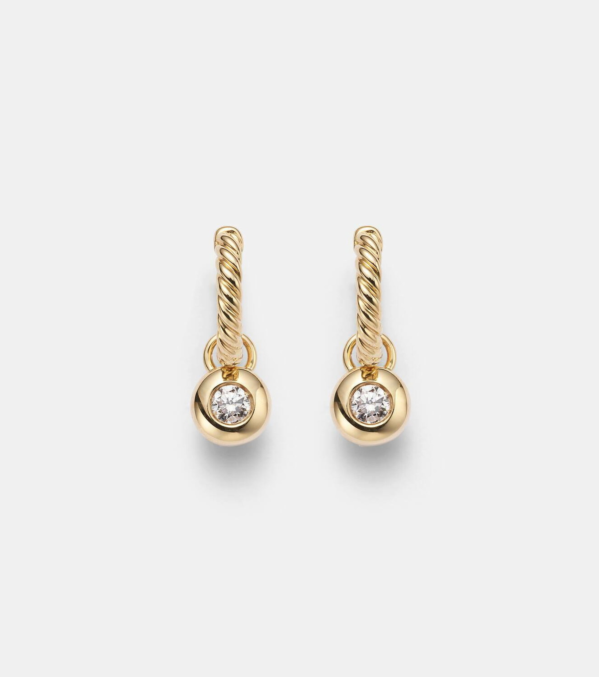 David Yurman Petite Cable 18kt gold huggie earrings with diamonds