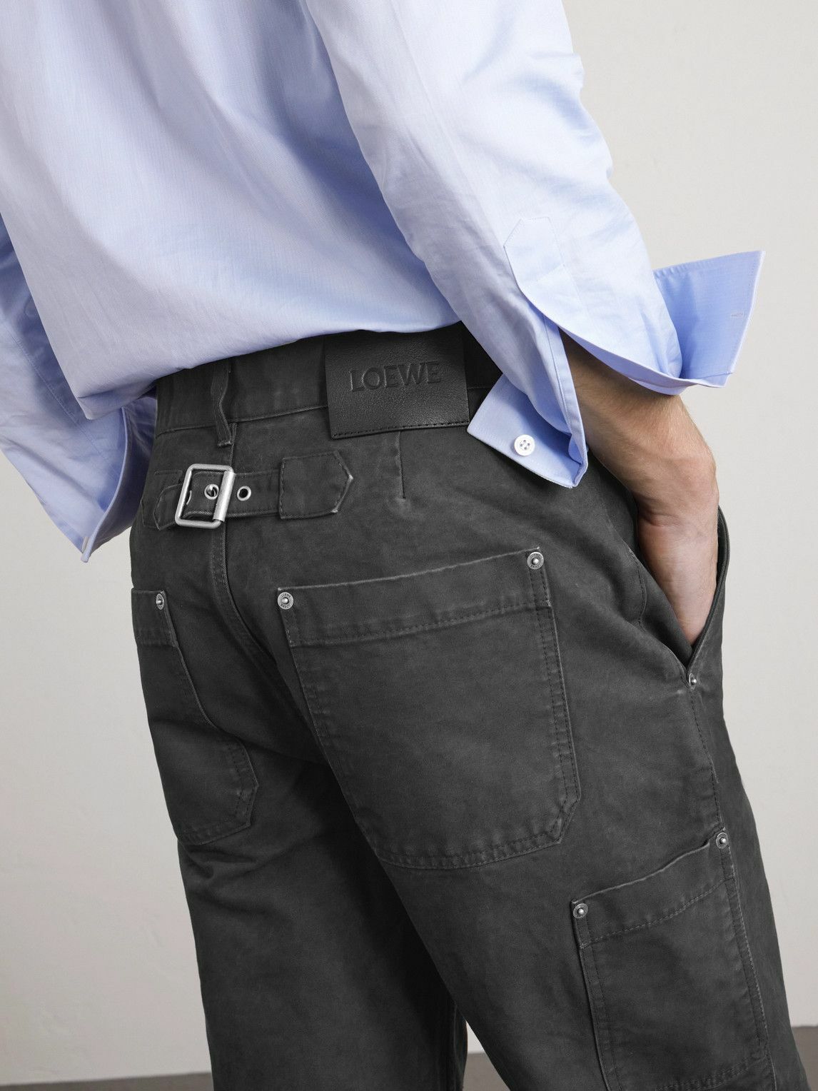 LOEWE - Straight-Leg Cotton Trousers - Gray