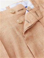 Giuliva Heritage - Umberto Straight-Leg Pleated Herringbone Cotton Trousers - Neutrals