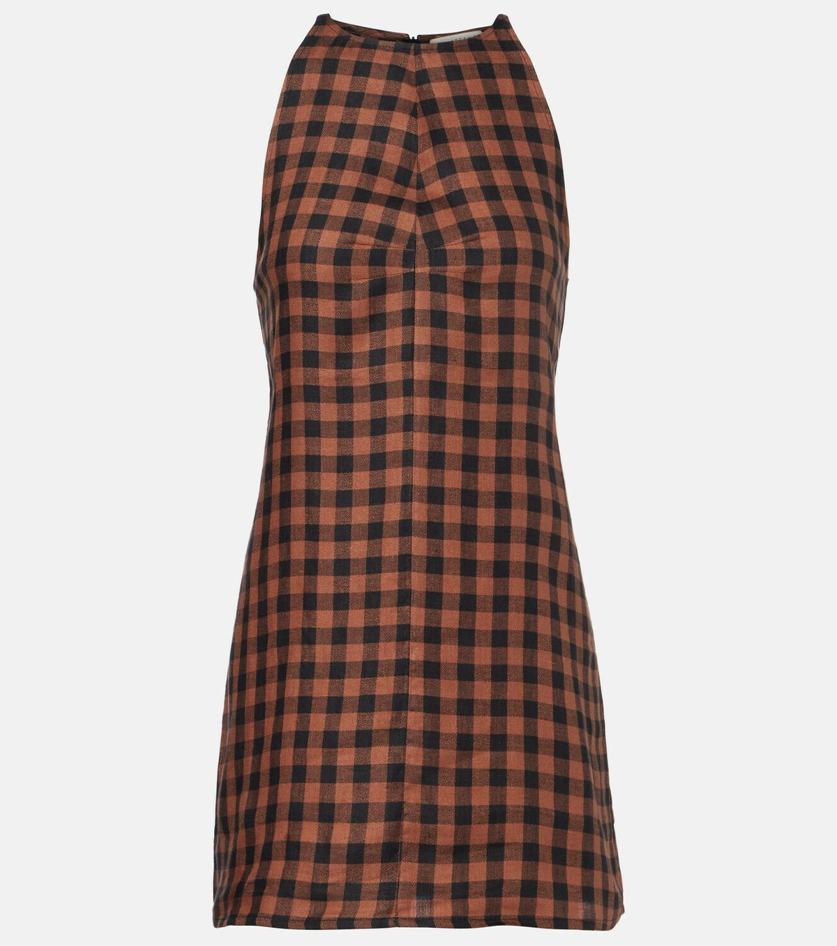 Asceno Antigua gingham linen minidress