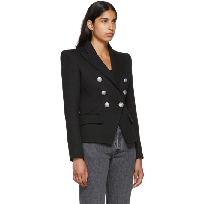 Balmain Black Six-Button Breasted Blazer Balmain