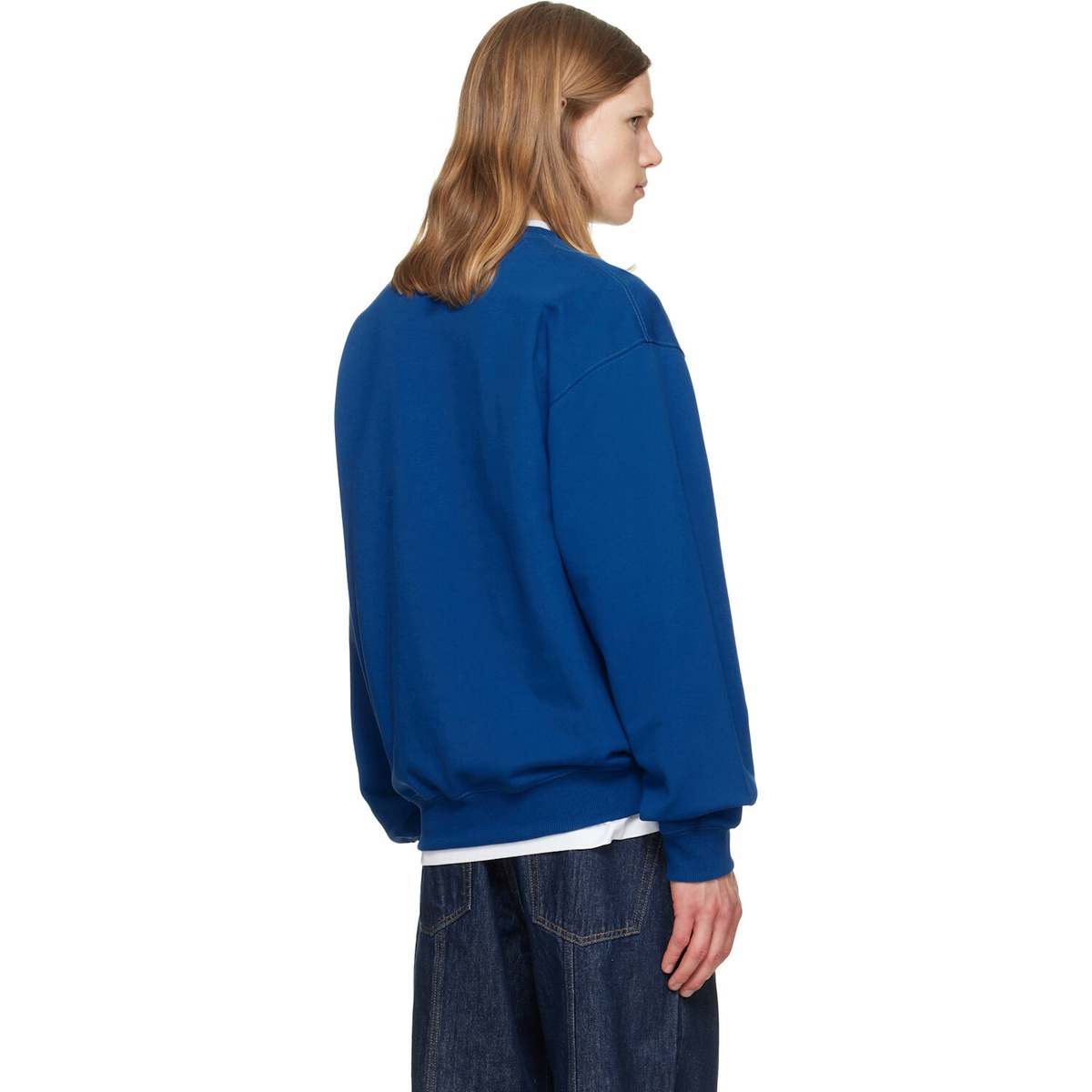 Helmut Lang Blue Varsity Crew Sweatshirt