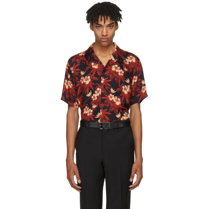 SSS World Corp Red and Black Weed Hibiscus Magnum Hawaiian Shirt