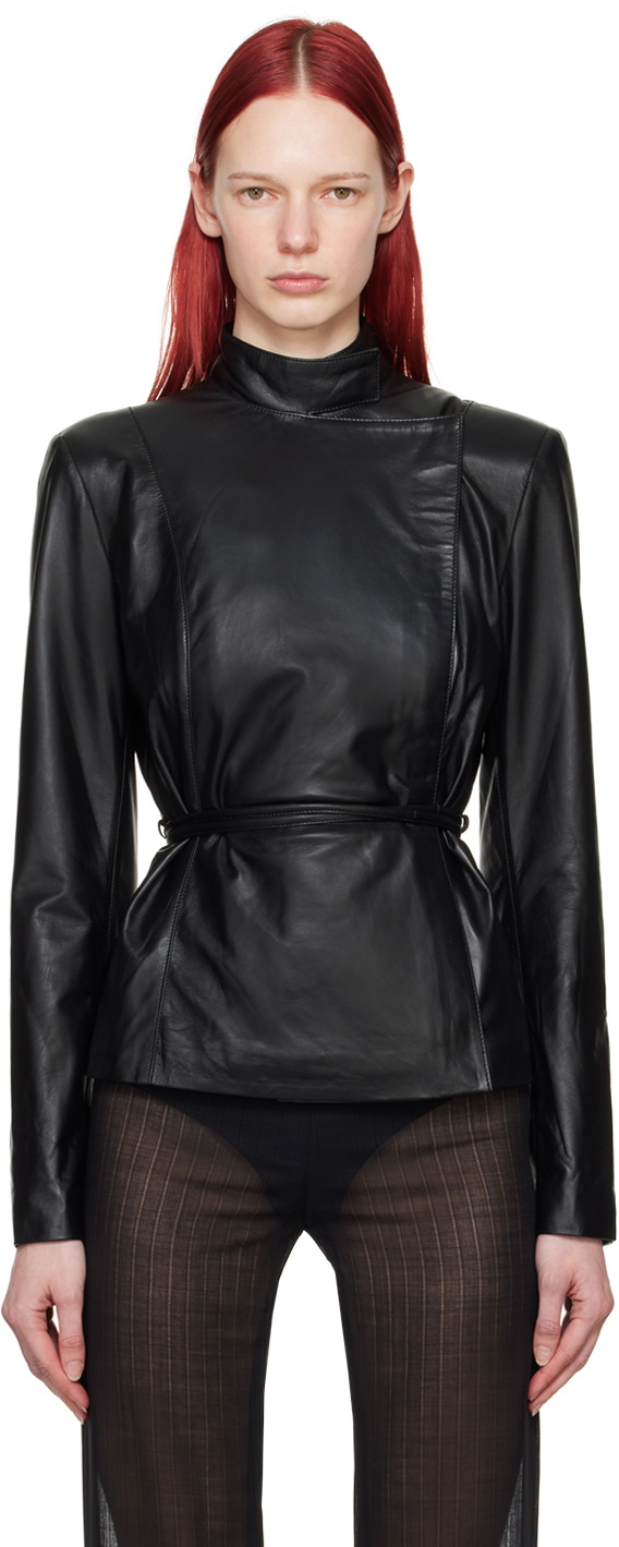 Ludovic de Saint Sernin Black Wrap Leather Jacket