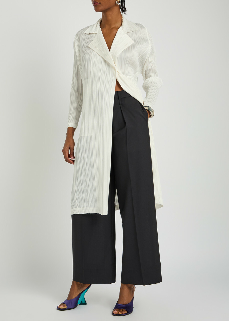 Pleats Please Issey Miyake Pleated Coat White