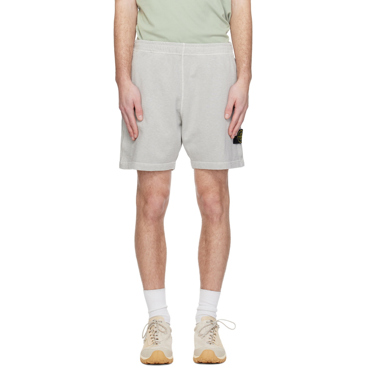 Stone Island Gray 6200014 Malfilé Fleece Old Effect Shorts