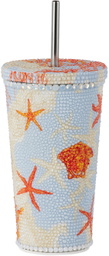 Versace Blue & Orange Crystal Barocco Sea Travel Cup