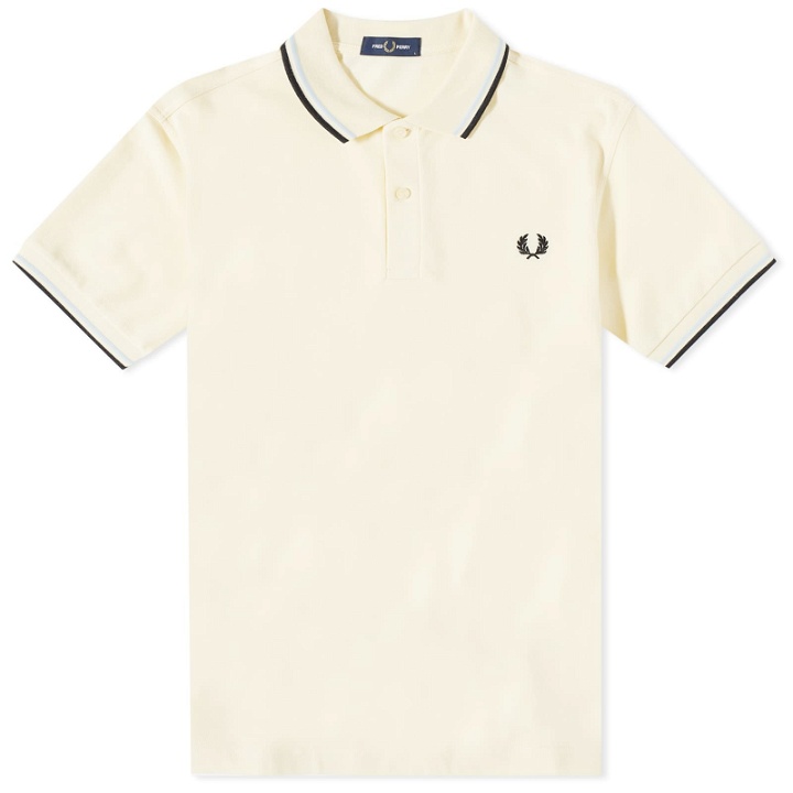 Photo: Fred Perry Authentic Men's Slim Fit Twin Tipped Polo Shirt in Ice Cream
