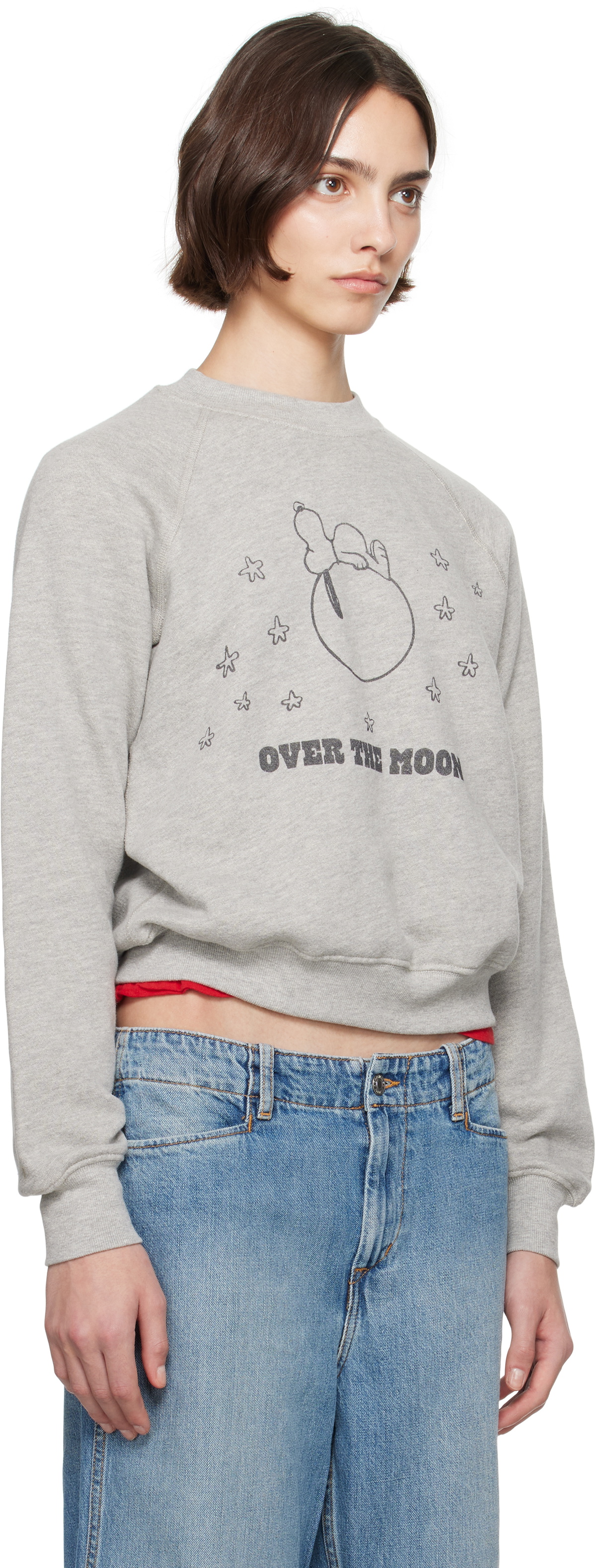 Re/Done Gray Classic 'Snoopy Moon' Sweatshirt