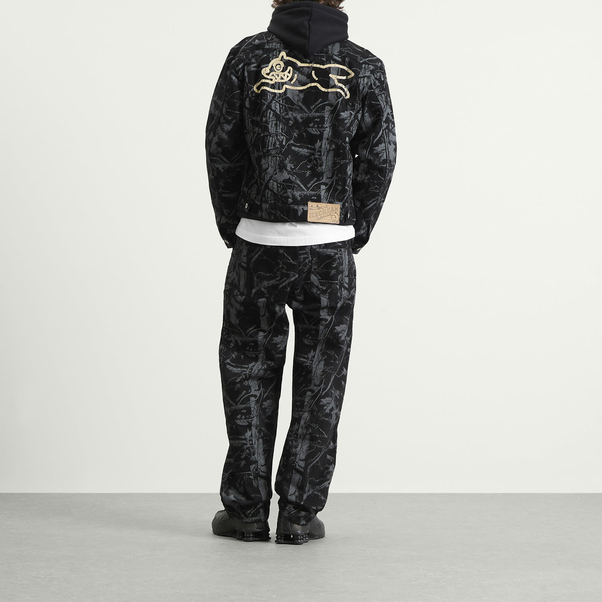 ICECREAM Men's Tree Camo Denim Trucker Jacket in Black