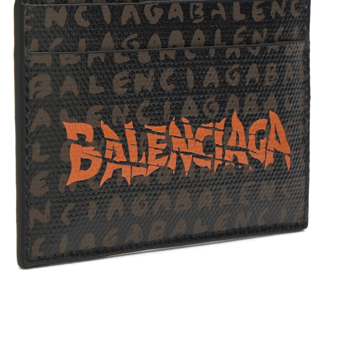 Balenciaga Men's Canvas Logo Card Holder in Black/L Door Orange 