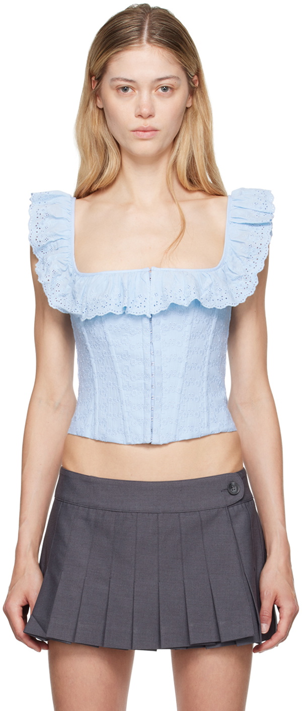 GUIZIO Blue Bettina Corset Tank Top