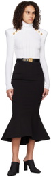 Balmain Black Flared Midi Skirt