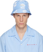 Marni Blue Sprayed Roses Print Taffeta Bucket Hat