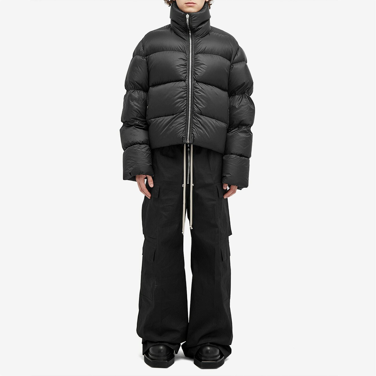 Rick Owens Men's Turtle Nylon Cropped Puffer Jacket in Black