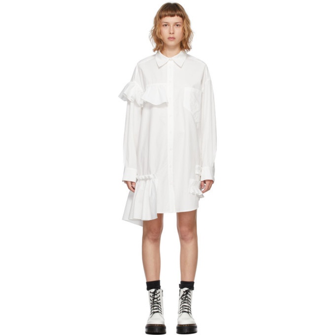 Photo: SJYP White Asymmetric Frill Shirt Dress