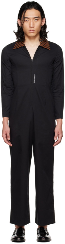 Photo: Connor McKnight Black Chess Collar Embroidered Jumpsuit