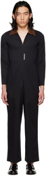 Connor McKnight Black Chess Collar Embroidered Jumpsuit