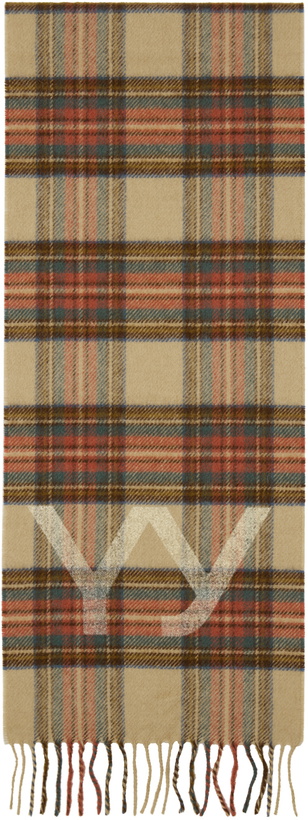 Photo: OPEN YY Beige Tartan Wool Scarf
